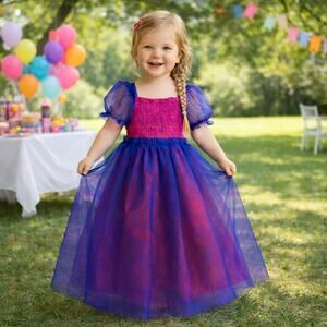 Toddler Girl’s Princess Tulle Dress Up Pink Purple Birthday Party Fancy 4T